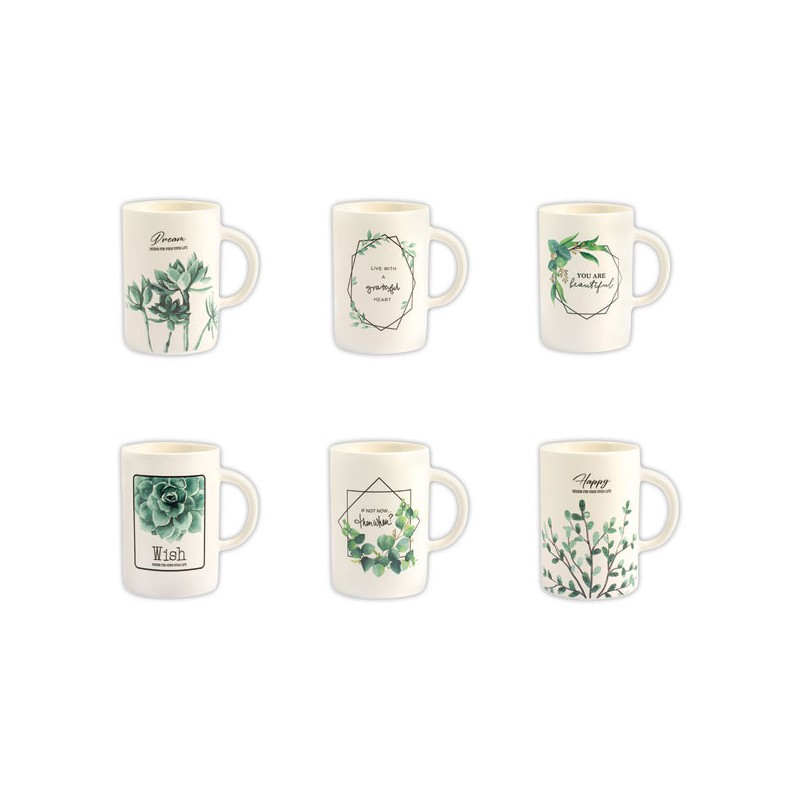 Mugs Botanique de 40 cl en porcelaine  x6 - Fiducial
