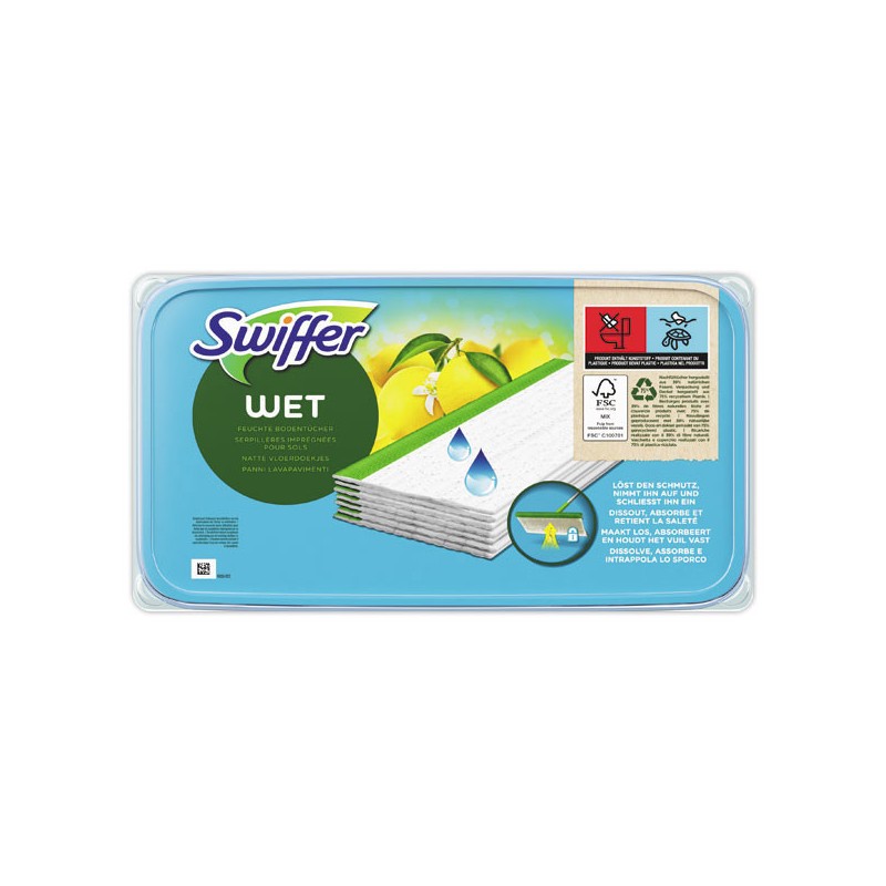 Lingettes nettoyantes humides Swiffer x10 pour balai ref 135152  - Fiducial