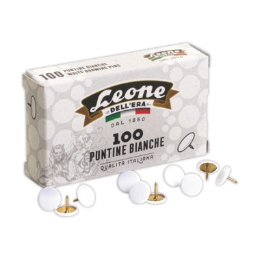 Punaises tête capsulée blanche - acier  x100 - Fiducial