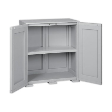 Armoire basse polypropylène 2 portes battantes 79x43x85,50 cm gris  - Fiducial
