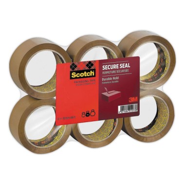 rouleaux de ruban d'emballage Scotch ®SECURE SEAL50 mm x 66 m Havane  x6 - Fiducial
