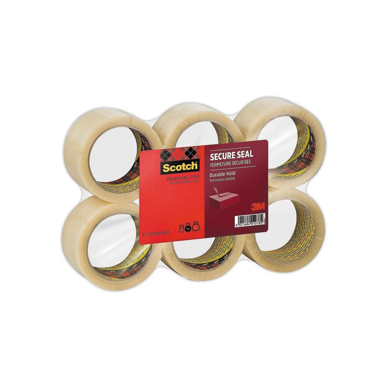 rouleaux ruban d'emballage Scotch® SECURE SEAL 50 mmx66 m Transparent  x6 - Fiducial