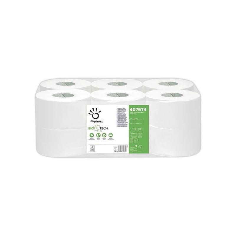 Papier toilette Mini JUMBO avec technologie Bio Tech  x12 - Fiducial