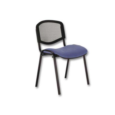 Chaise confort Iso - assise bleu gris - dossier résille noir  - Fiducial