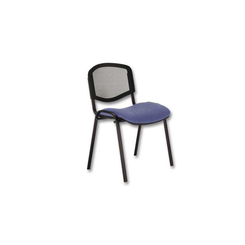 Chaise confort Iso - assise bleu gris - dossier résille noir  - Fiducial
