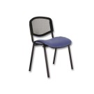 Chaise confort Iso - assise bleu gris - dossier résille noir  - Fiducial
