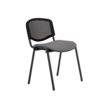 Chaise confort Iso - assise grise - dos résille gris  - Fiducial