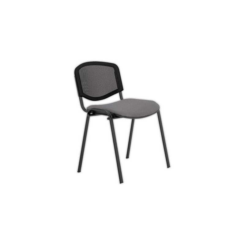 Chaise confort Iso - assise grise - dos résille gris  - Fiducial