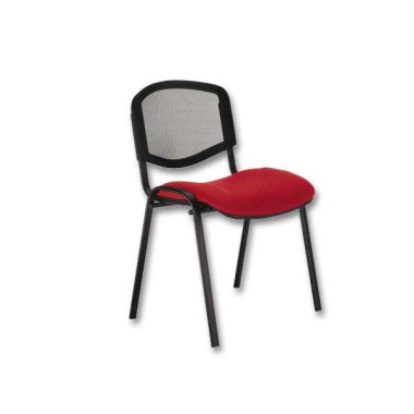 Chaise confort Iso - assise rouge - dossier résille noir  - Fiducial
