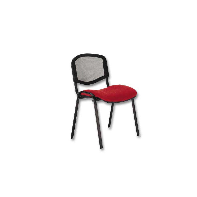 Chaise confort Iso - assise rouge - dossier résille noir  - Fiducial
