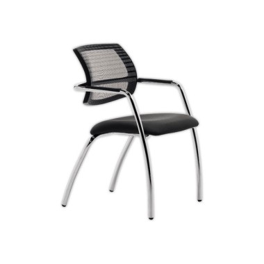 Sièges visiteurs tissu noir 4 pieds acier chromés  x2 - Fiducial