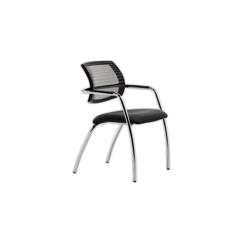 Sièges visiteurs tissu noir 4 pieds acier chromés  x2 - Fiducial