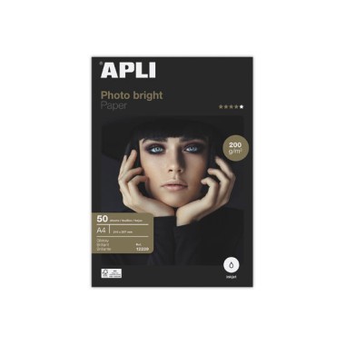 Feuilles de papier photo APLI Photobright format A4 200 g brillant  x50 - Fiducial