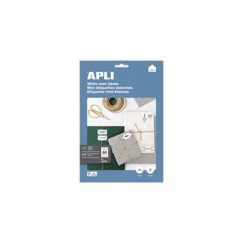 Feuilles A4 soit 440 étiquettes blanches coins carrés 48,5 x 25,4 mm  x10 - Fiducial
