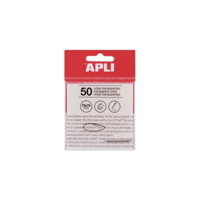 Paquet 50 feuilles de notes adhésives transparentes 75x75 mm blanc  - Fiducial