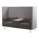 Sofa acoustique 2 places en tissu ignifuge, tablette de travail, gris  - Fiducial
