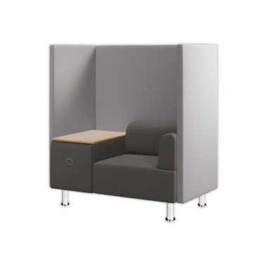 Siège avec isolation acoustique + tablette de travail 1 place, gris  - Fiducial