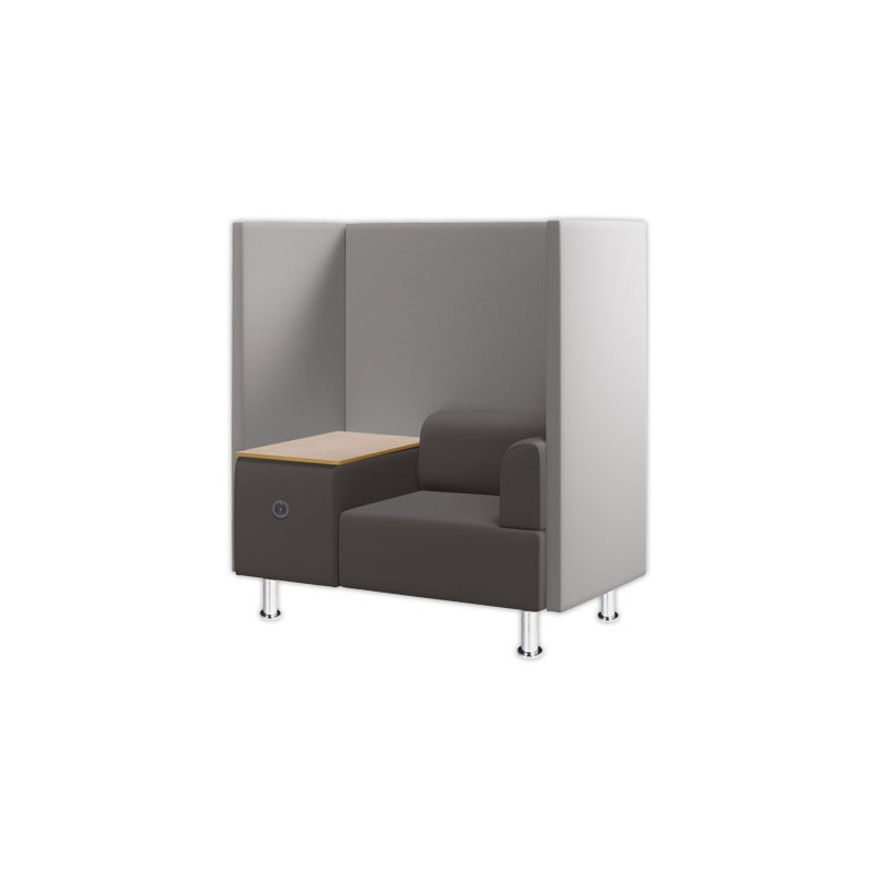 Siège avec isolation acoustique + tablette de travail 1 place, gris  - Fiducial