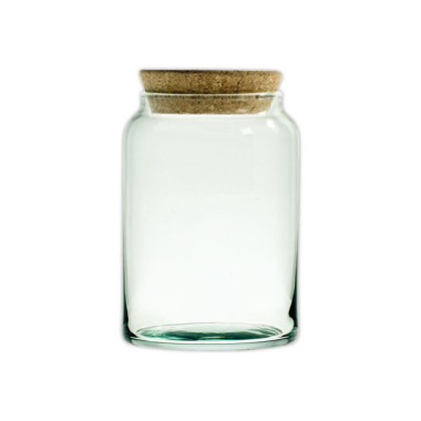 Pot en verre recyclé avec couvercle liège 0,86L  - Fiducial
