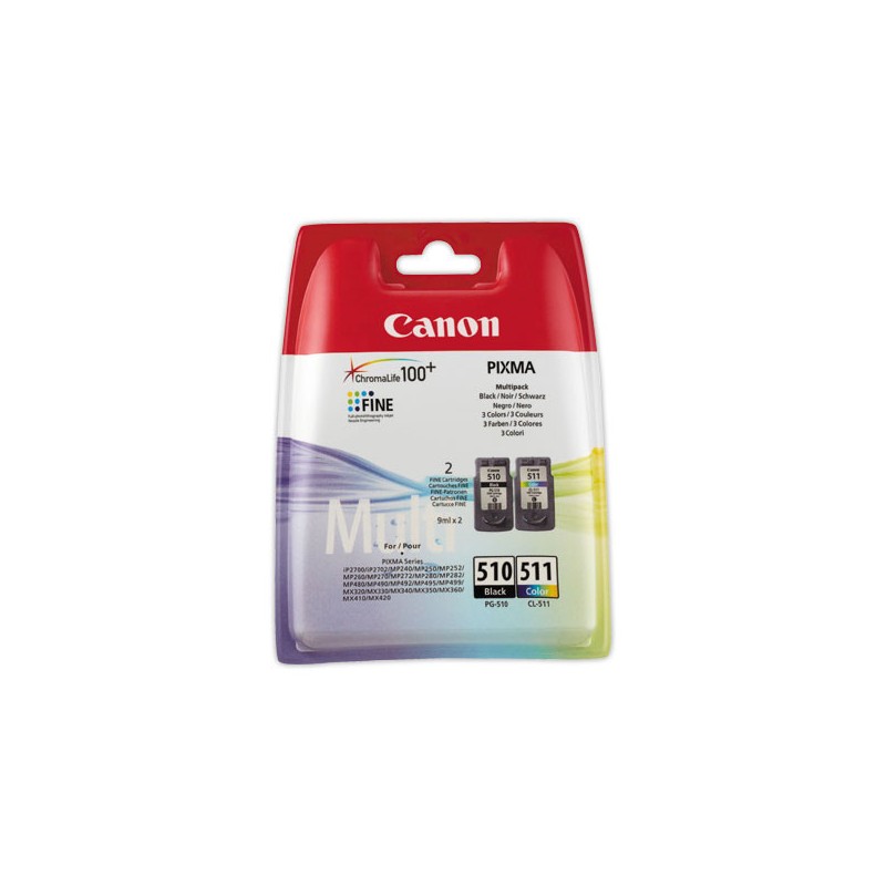 Cartouches CANON PG510/CL511 noire et 3 couleurs  x2 - Fiducial