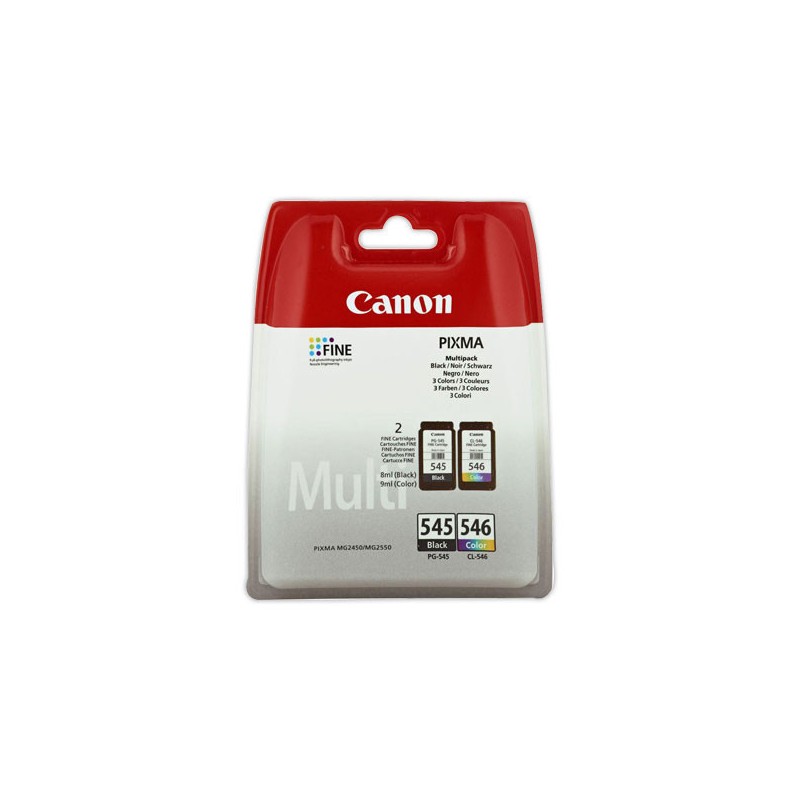 Pack cartouches CANON PG-545 et CL-546 noire et couleurs  x2 - Fiducial