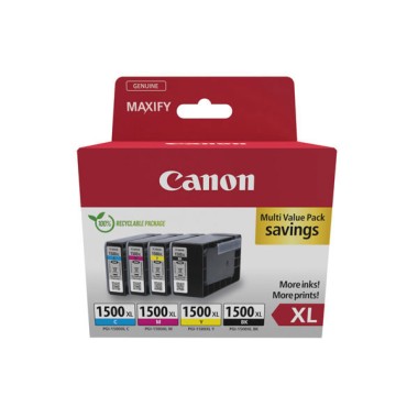 Pack cartouches CANON PGI-1500XL noireet couleurs  x4 - Fiducial