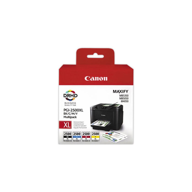 Pack cartouches CANON PGI-2500XL noireet couleurs  x4 - Fiducial