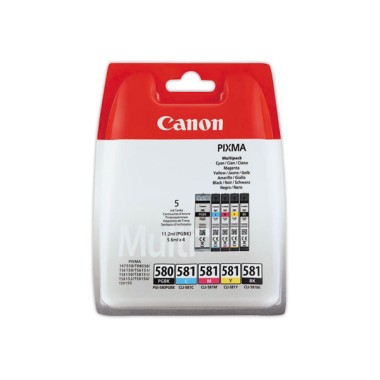 Pack cartouches CANON PG-580 / CLI-581noire et couleurs  x5 - Fiducial