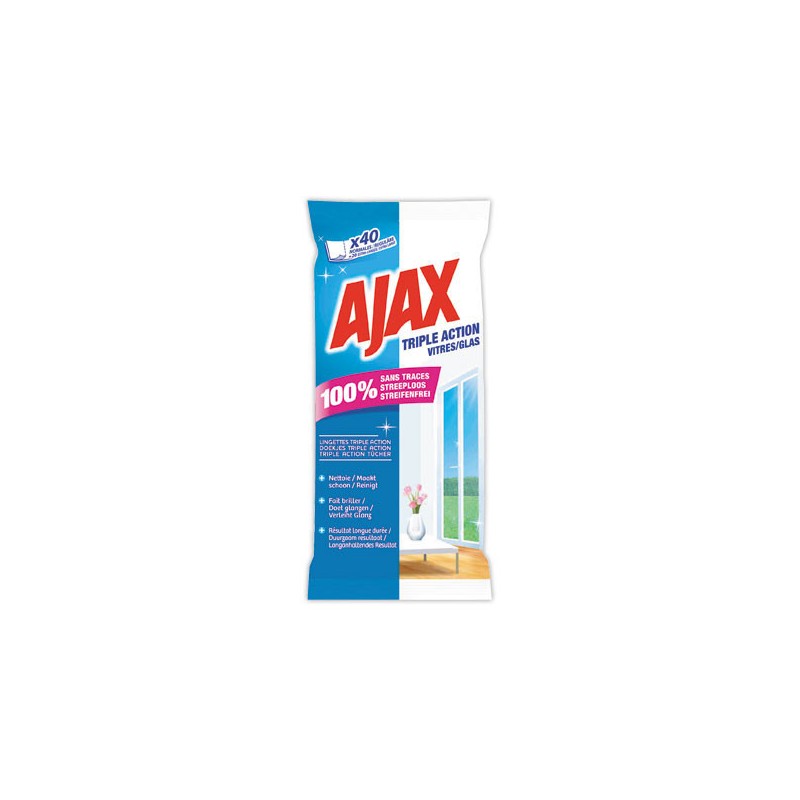 40 lingettes vitre Ajax  - Fiducial