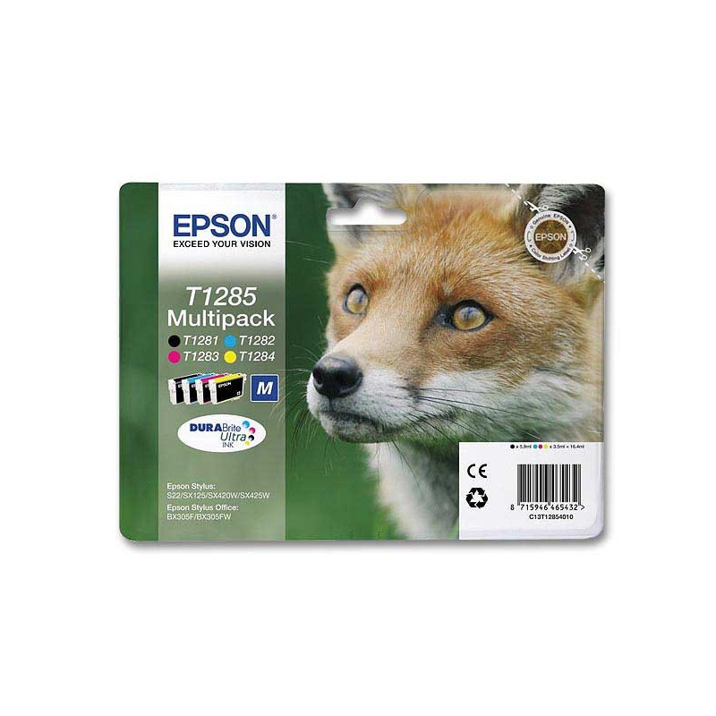 Cartouches Epson T1285 noire, cyan, mag. et jaune  x4 - Fiducial