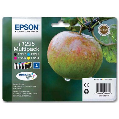 Cartouches Epson T1295 4 couleurs noircyan magenta jaune  x4 - Fiducial