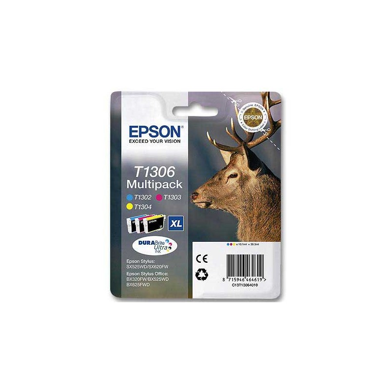 Cartouches Epson T1306 cyan, magenta et jaune  x3 - Fiducial
