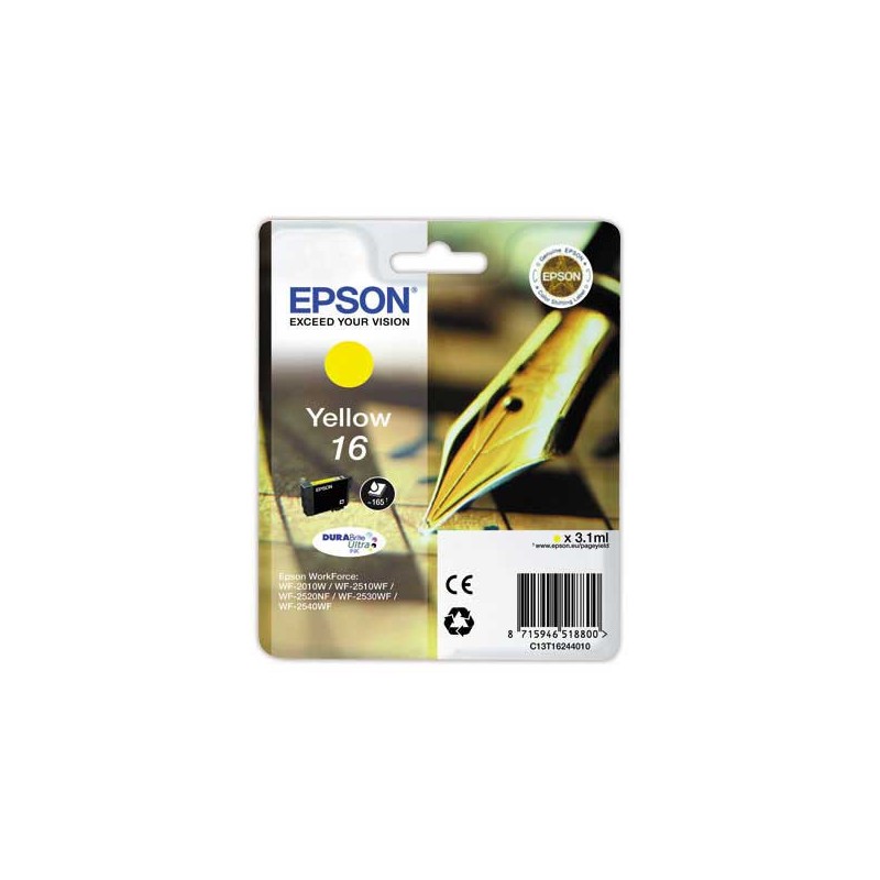 Cartouche EPSON T162 jaune Stylo à plume  - Fiducial
