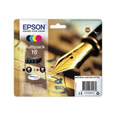 CARTOUCHES EPSON 16 N.C.J.M MULTIPACK "Stylo à plume"  x4 - Fiducial