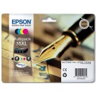Cartouches EPSON T1636 4 couleurs noircyan magenta jaune  x4 - Fiducial