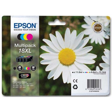 Cartouches EPSON T1816 4 couleurs noircyan magenta jaune  x4 - Fiducial