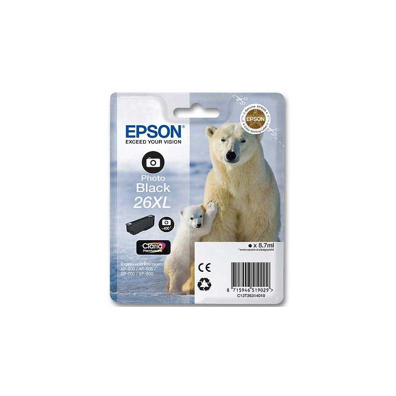Cartouche Epson T2631 noire photo  - Fiducial
