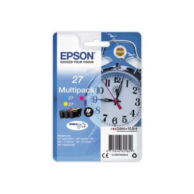 Cartouche Epson 27 "Réveil" 3 couleursC M J multipack  x3 - Fiducial