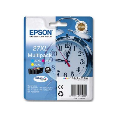 Cartouches Jet d'encre EPSON T2715 3 couleurs cyan - magenta - jaune  x3 - Fiducial