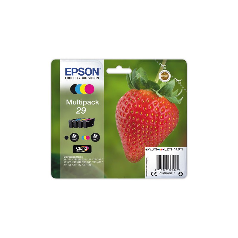 Cartouches EPSON T2986 noir,cyan, magenta et jaune  x4 - Fiducial