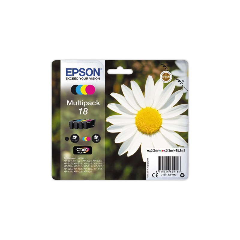 CARTOUCHES EPSON 18 N.C.J.M MULTIPACK Pâquerette  x4 - Fiducial