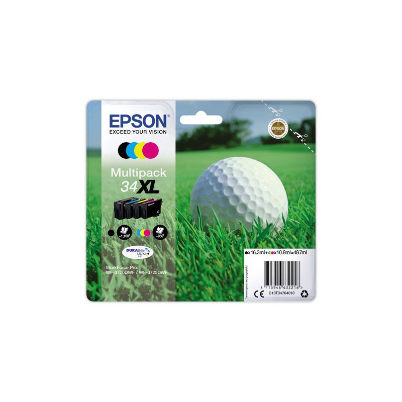 CARTOUCHES EPSON 34XL N.C.J.M MULTIPACK  x4 - Fiducial