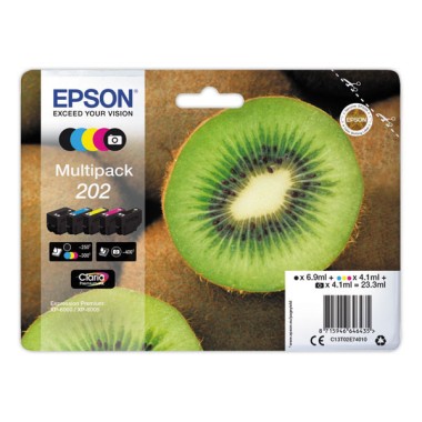 Cartouche Epson 202 C.M.J.N + N PHOTO  x5 - Fiducial