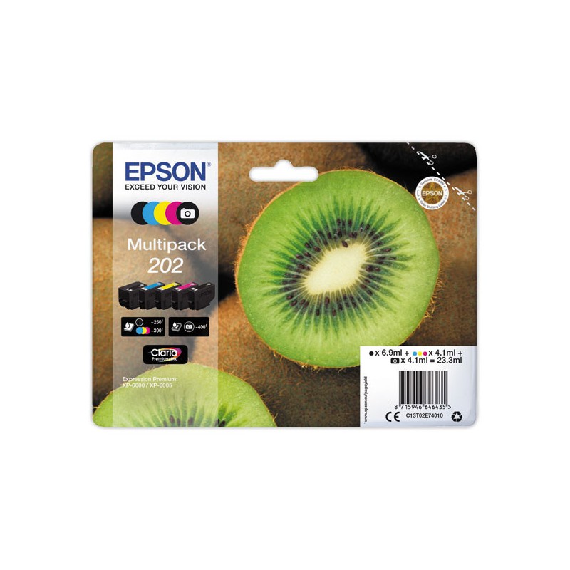 Cartouche Epson 202 C.M.J.N + N PHOTO  x5 - Fiducial