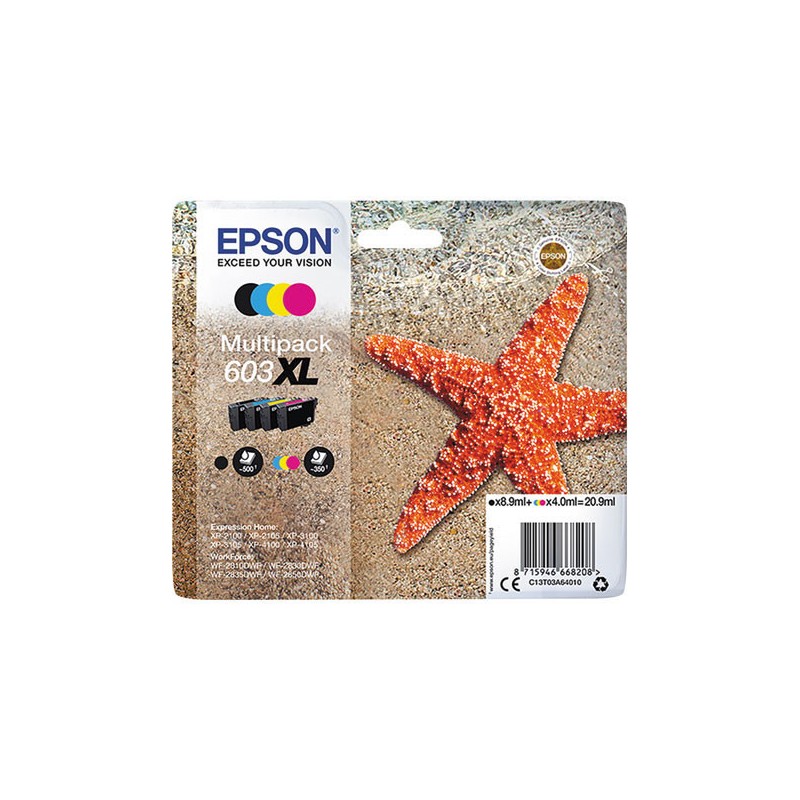 CARTOUCHES EPSON 603XL N.C.J.M MULTIPACK  x4 - Fiducial