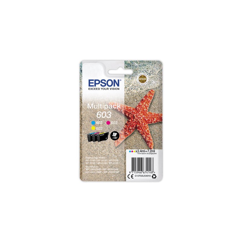 Cartouche Epson 603 3 couleurs multipack - C M Y  x3 - Fiducial