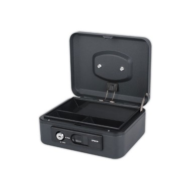 Caissette à monnaie 2 compartiments ouverture bouton poussoir noir  - Fiducial
