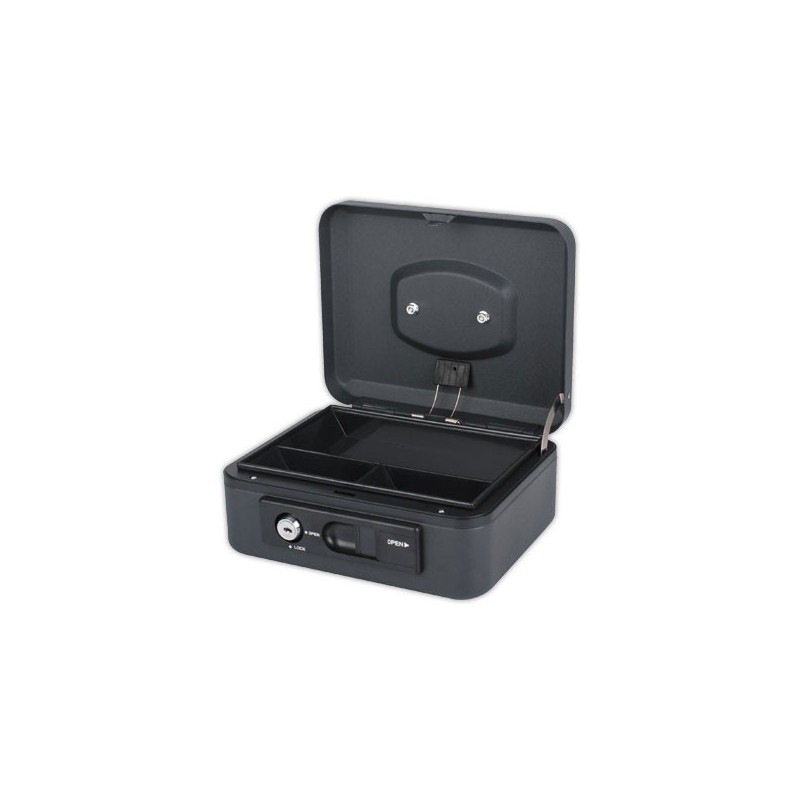 Caissette à monnaie 2 compartiments ouverture bouton poussoir noir  - Fiducial