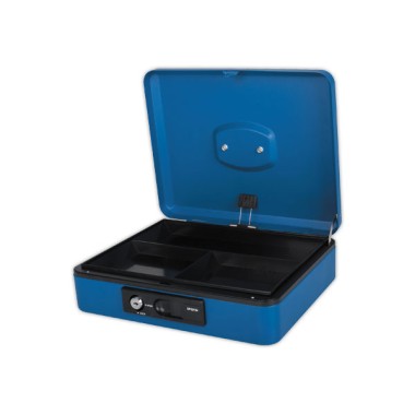 Caissette à monnaie 3 compartiments ouverture bouton poussoir bleu  - Fiducial