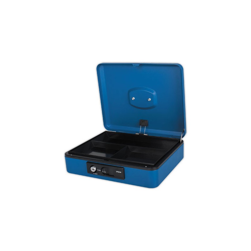 Caissette à monnaie 3 compartiments ouverture bouton poussoir bleu  - Fiducial